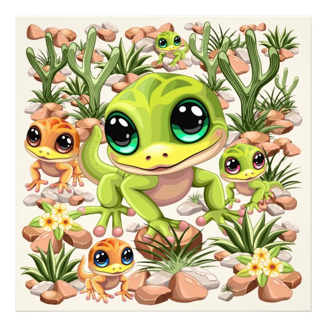 Impression Photo Bébé Geckos jote personnages de dessin (Devant)