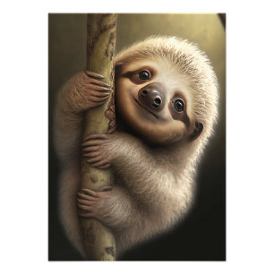 Impression Photo Bébé mignon Sloth Souriant Faune Nature Animal