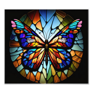 Impression Photo belle affiche papillon en vitrail