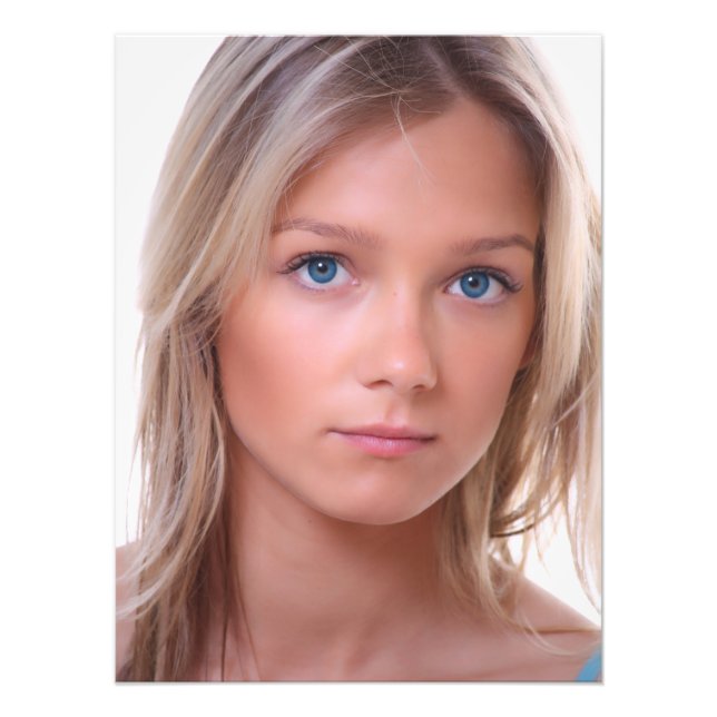 Impression Photo Belle Bleue Oeil Bleu Fille Haïrée Blond (Devant)
