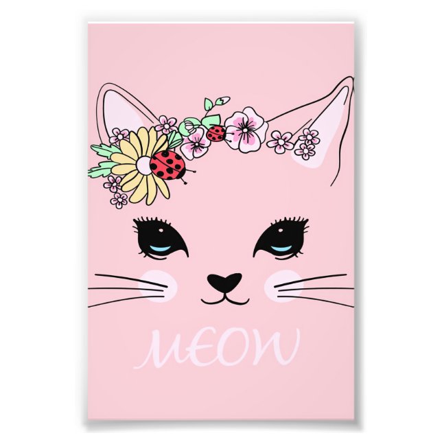 Impression Photo Belle Chat Face Meow, Cadeau Kitty Lover, Chat mig (Devant)