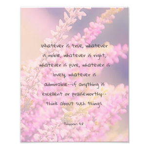 Impression Photo Belle citation de versets bibliques aux fleurs ros