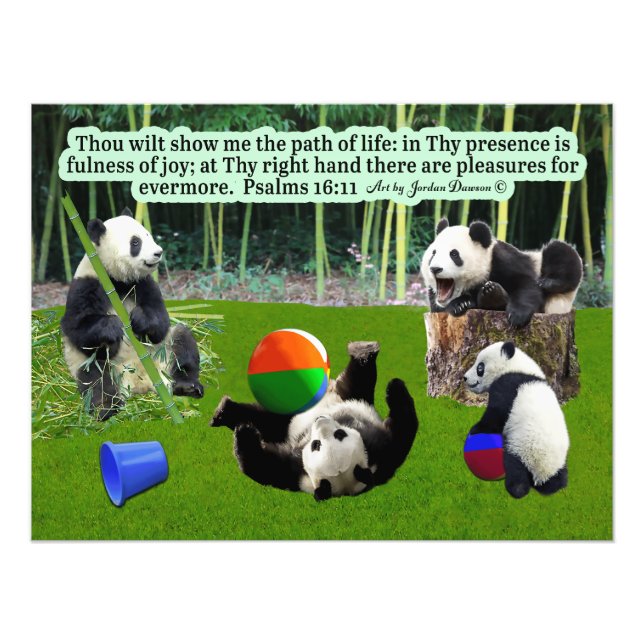 Impression Photo Belle Écriture Panda : Psaumes 16:11, (Devant)
