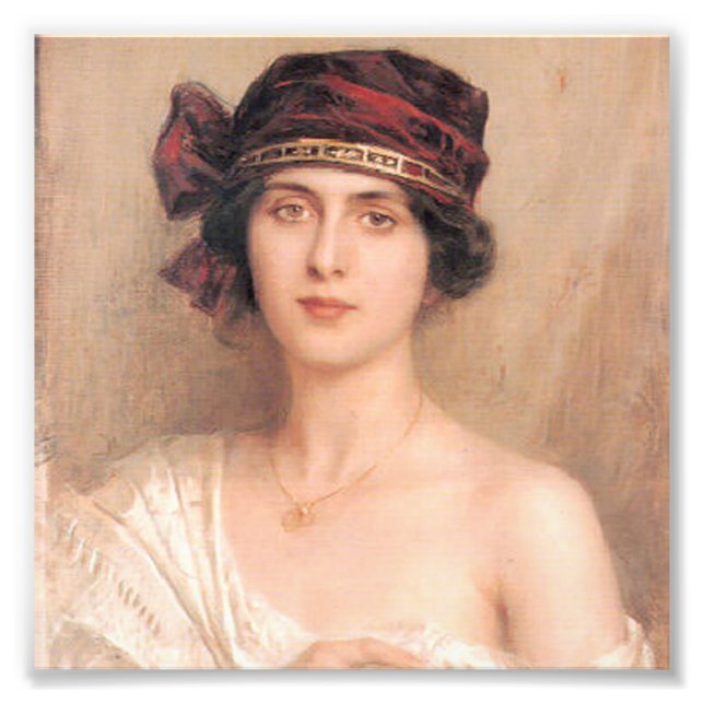 Impression Photo Belle, jeune dame, par Albert Lynch, Belle époque, (Devant)