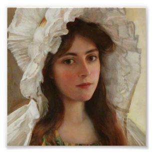 Impression Photo Belle jeune femme par Albert Lynch, Art vintage