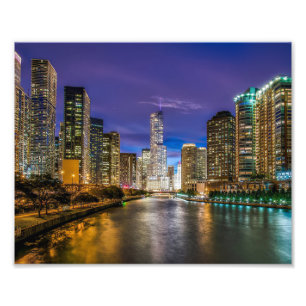 Impression Photo Belle rivière Chicago à Sunset, Illinois