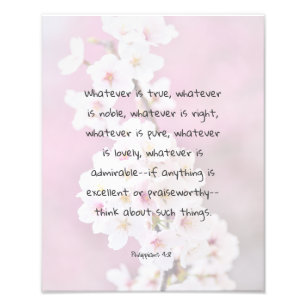 Impression Photo Belle Scrpture Bible Verse Citation Fleurs blanche