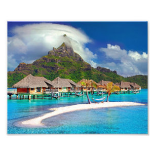 Impression Photo Belles cabanes sur l'eau à Bora Bora