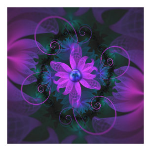 Impression Photo Belles fleurs lilas ultra-violettes de fractale