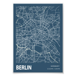 Impression Photo Berlin - Allemagne Plan de ville Blueprint
