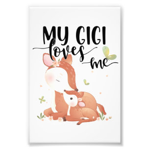 Impression Photo Biche de la forêt et faon Mon Gigi m'aime