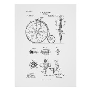 Impression Photo Bicyclette antique 1887 Penny Farthing Brevet