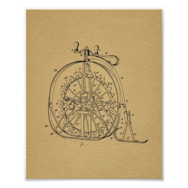 Impression Photo Bicyclette haute roue - Art de brevet (Devant)