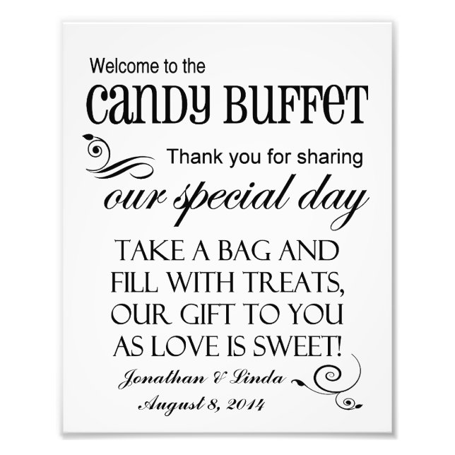 Impression Photo Bienvenue au Mariage de buffet Candy Black (Devant)