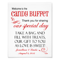 Bienvenue au Mariage rouge du buffet de bonbons