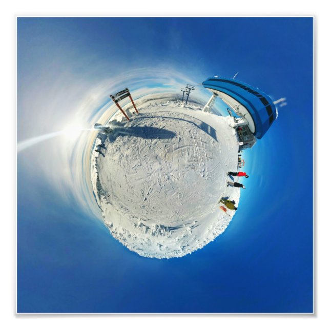 Impression Photo Big White Ski Hill Snow Globe Tiny Planet (Devant)