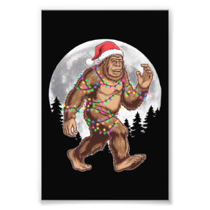 Impression Photo Bigfoot Père Noël Christmas Tree Lights Xmas Sasqu