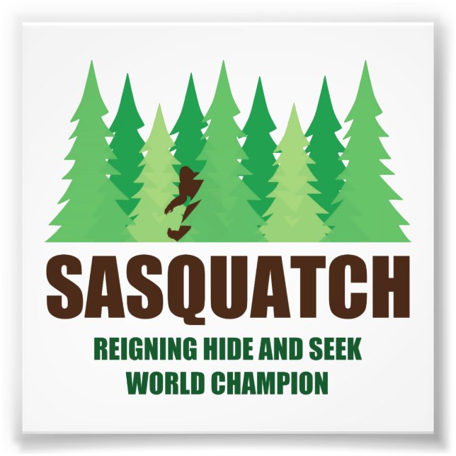 Impression Photo Bigfoot Sasquatch Cacher et Rechercher Champion du (Devant)