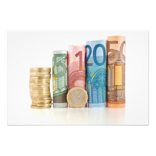 Impression Photo billets roulés en euros et pièces