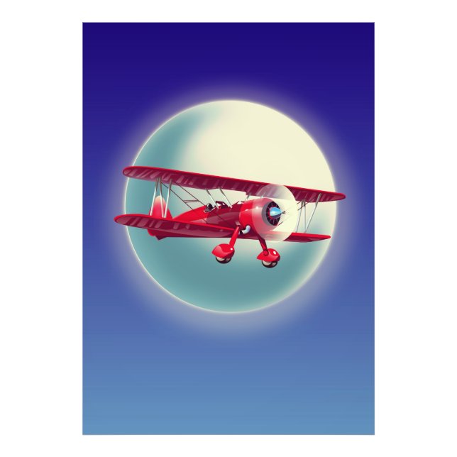 Impression Photo Biplan rouge vintage (Devant)