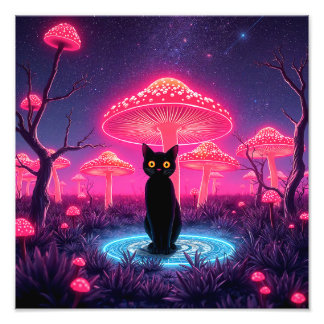 Impression Photo black cat in the psychedelic world