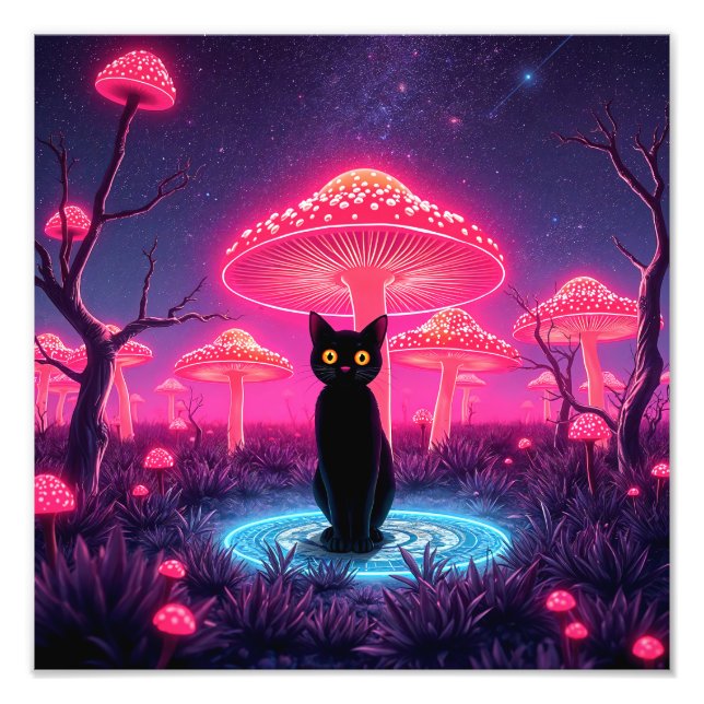 Impression Photo black cat in the psychedelic world (Devant)