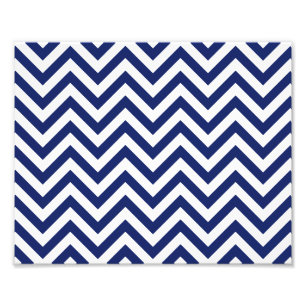 Impression Photo Bleu marine et blanc Zigzag Stripes Chevron Motif