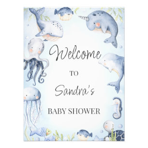 Impression Photo Bleu sous la mer Créatures Garçons Baby shower Sig