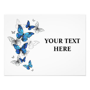 Impression Photo Blue Flying Butterflies Morpho