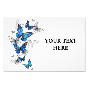 Impression Photo Blue Flying Butterflies Morpho