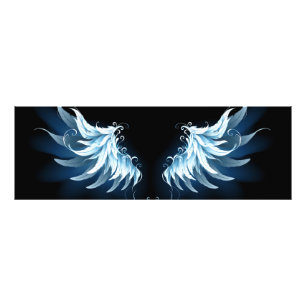 Impression Photo Blue Glowing Angel Wings on black background