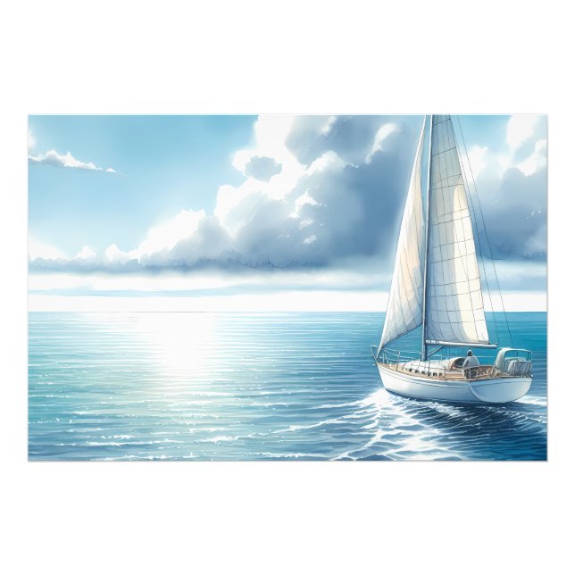 Impression Photo Blue Horizon Solitary Sailboat (Devant)