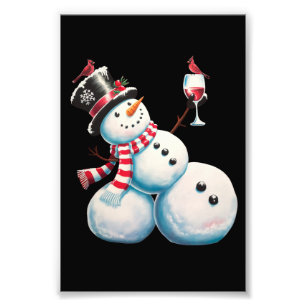 Impression Photo Bonhomme de neige avec vin Noël Cadeau de Noël drô