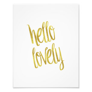 Impression Photo Bonjour Jolie Citation Faux Gold Foil Sparkle Desi