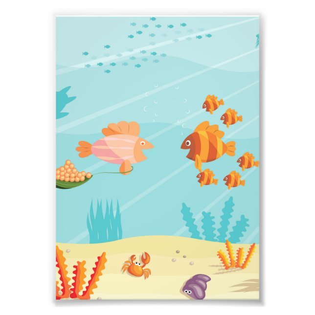 Impression Photo Bonne famille de poissons caricaturaux (Devant)