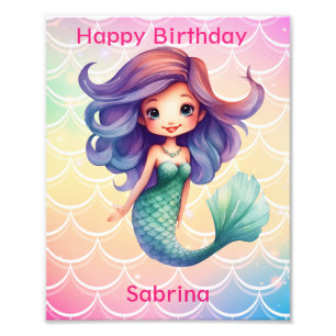 Impression Photo Bonne sirène de fille d'anniversaire