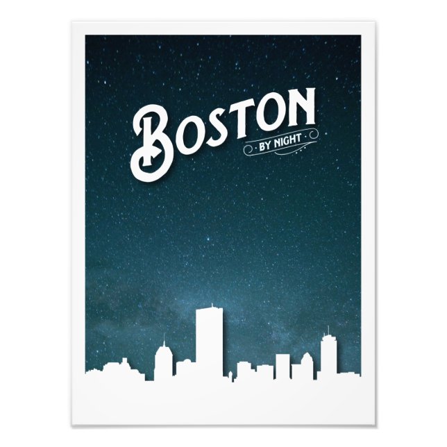 Impression Photo Boston by Night Skyline - Boston, Massachusetts, U (Devant)