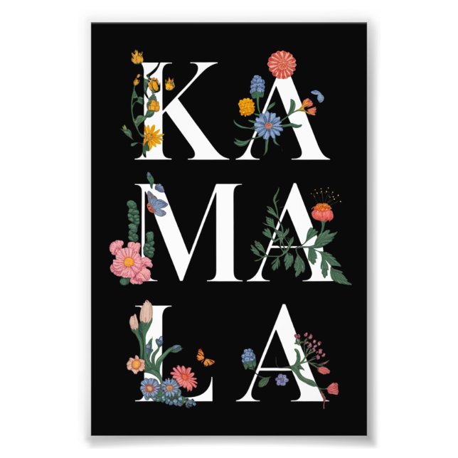 Impression Photo Botanical Kamala Harris Voter Floral 2024 (Devant)