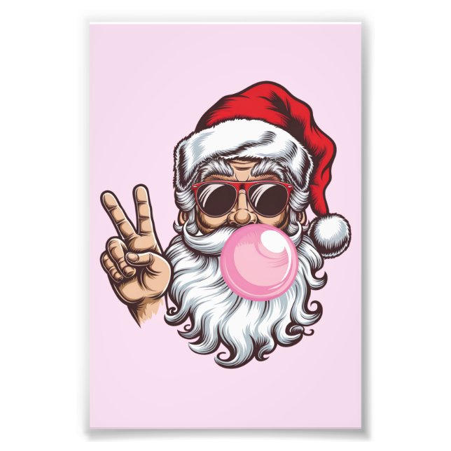 Impression Photo Boule de Noël Retro Père Noël Vintage (Devant)