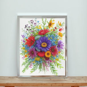 Impression Photo Bouquet coloré d'aquarelle de fleurs