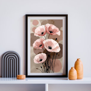 Impression Photo Bouquet de coquelicots rose Vintage