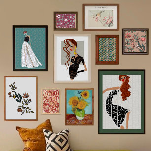 Impression Photo Bouquet Fantaisiste de Fleurs et de Feuilles