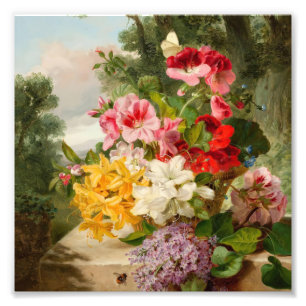 Impression Photo Bouquet floral de nature morte vintage peinture à