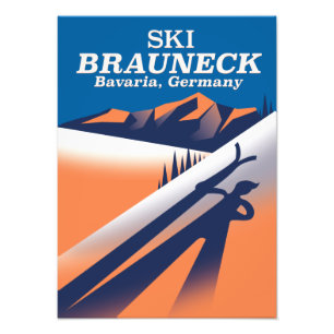 Impression Photo Brauneck Bavaria, affiche vintage de ski.