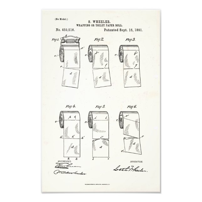Impression Photo Brevet américain pour papier toilette (Devant)