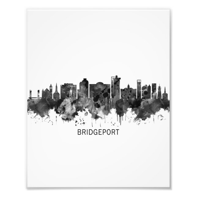 Impression Photo Bridgeport Connecticut Skyline BW (Devant)