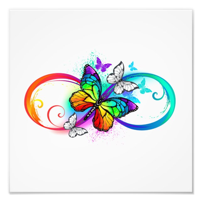 Impression Photo Bright infinity with rainbow butterfly (Devant)