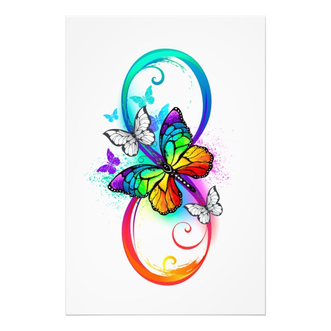 Impression Photo Bright infinity with rainbow butterfly (Devant)