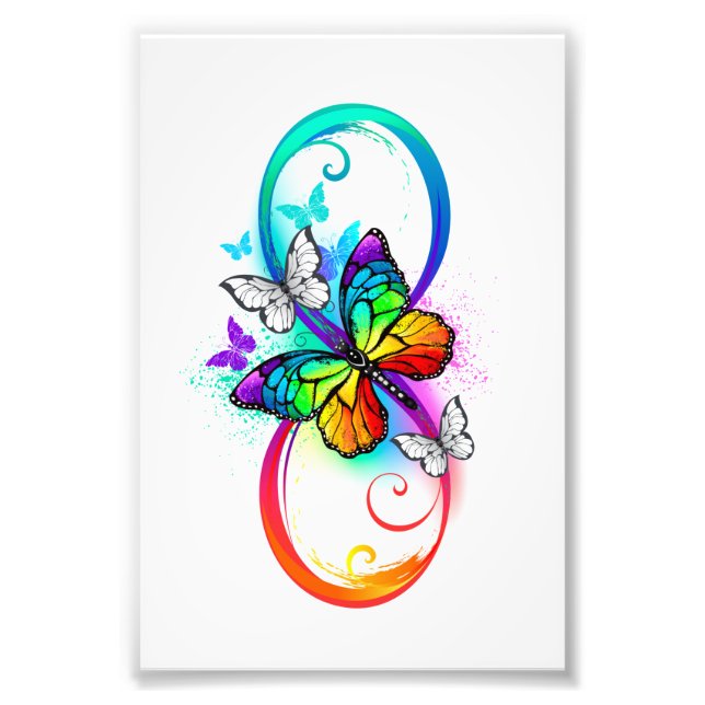 Impression Photo Bright infinity with rainbow butterfly (Devant)