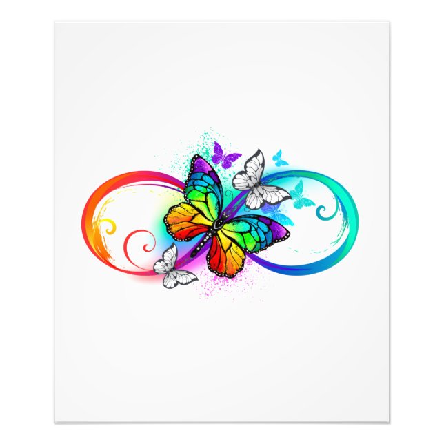 Impression Photo Bright infinity with rainbow butterfly (Devant)